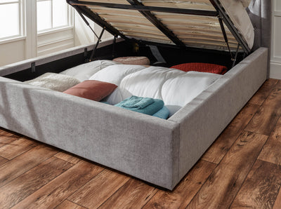 Dakota Ottoman Bed With Solid Base Platinum