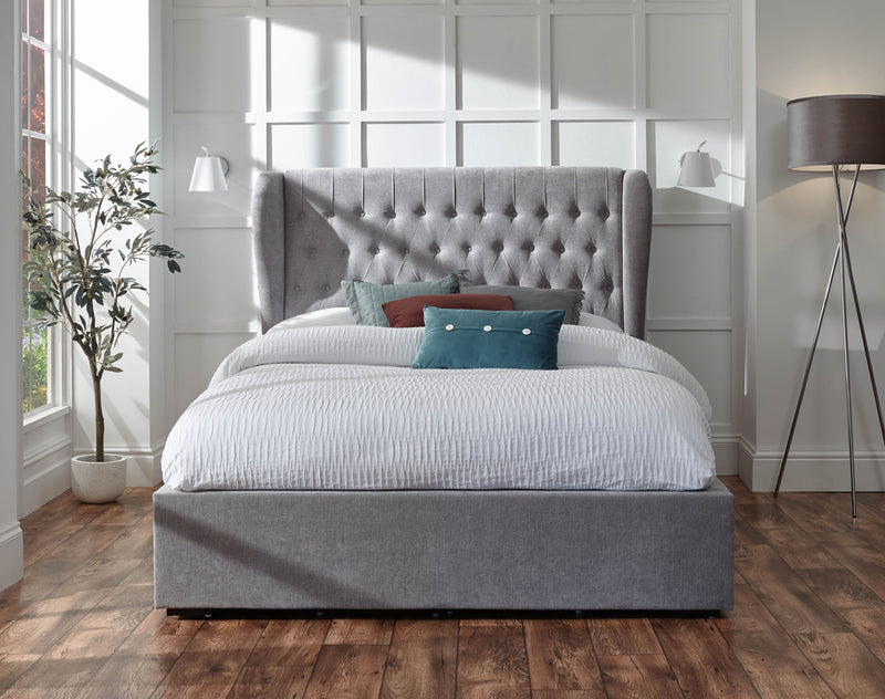 Dakota Ottoman Bed With Solid Base Platinum