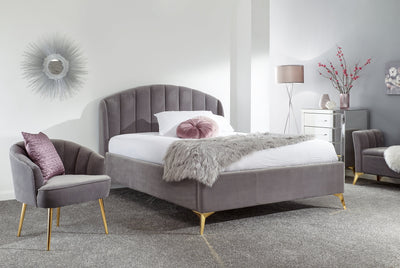 Pettine End Lift Ottoman Bed - Grey & Gold