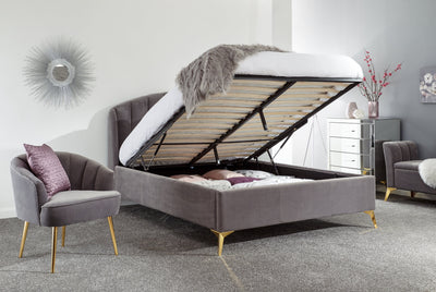 Pettine End Lift Ottoman Bed - Grey & Gold