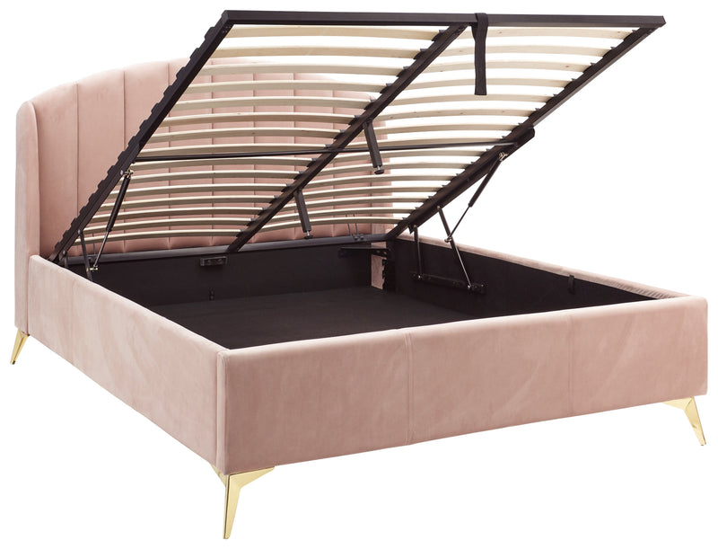 Pettine End Lift Ottoman Bed - Pink & Gold