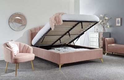 Pettine End Lift Ottoman Bed - Pink & Gold