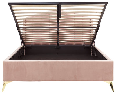 Pettine End Lift Ottoman Bed - Pink & Gold