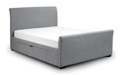 Capri Fabric Bed With Drawers - Light Grey