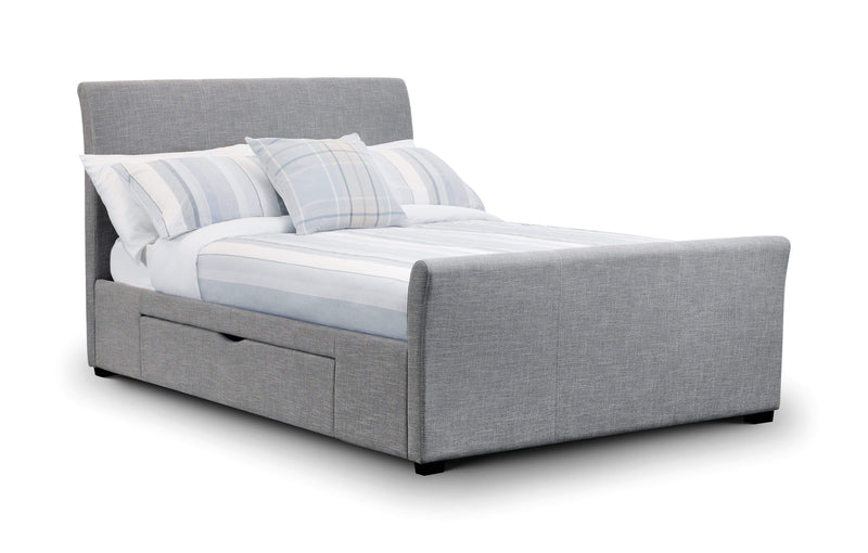 Capri Fabric Bed With Drawers - Light Grey