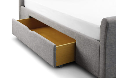 Capri Fabric Bed With Drawers - Light Grey