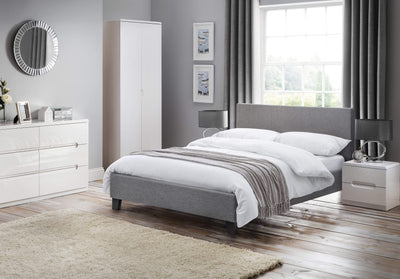 Rialto Lift-Up Storage Bed In Linen Fabric - Light Grey