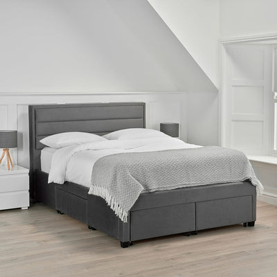 Greenwich Grey Velvet Bed Frame