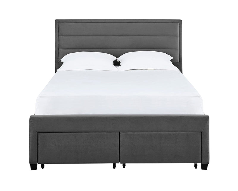 Greenwich Grey Velvet Bed Frame