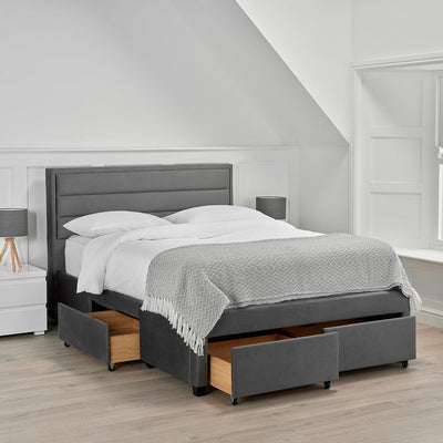 Greenwich Grey Velvet Bed Frame