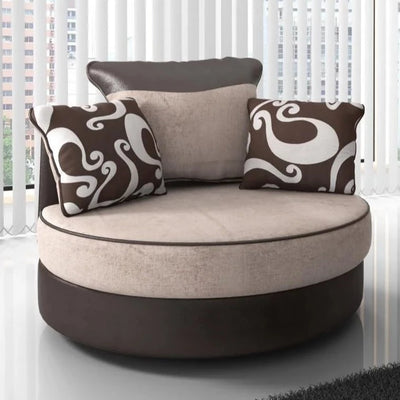 Sparrow Chenille Fabric Swivel Chair - Black & Grey / Brown & Beige