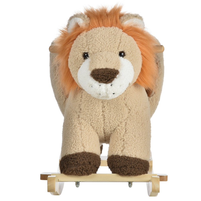 HOMCOM Toddlers Plush Lion Rocking Horse Brown