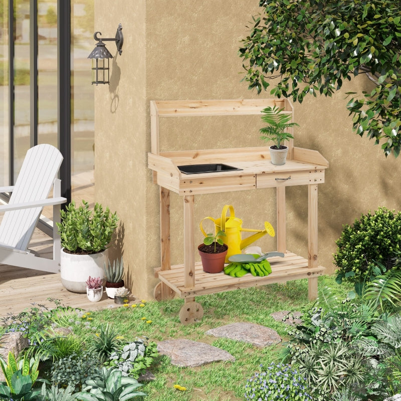 Wooden Potting Bench Work Table