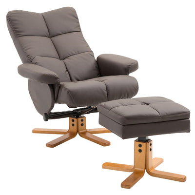 Swivel Recliner Chair And Footstool With Hidden Storage