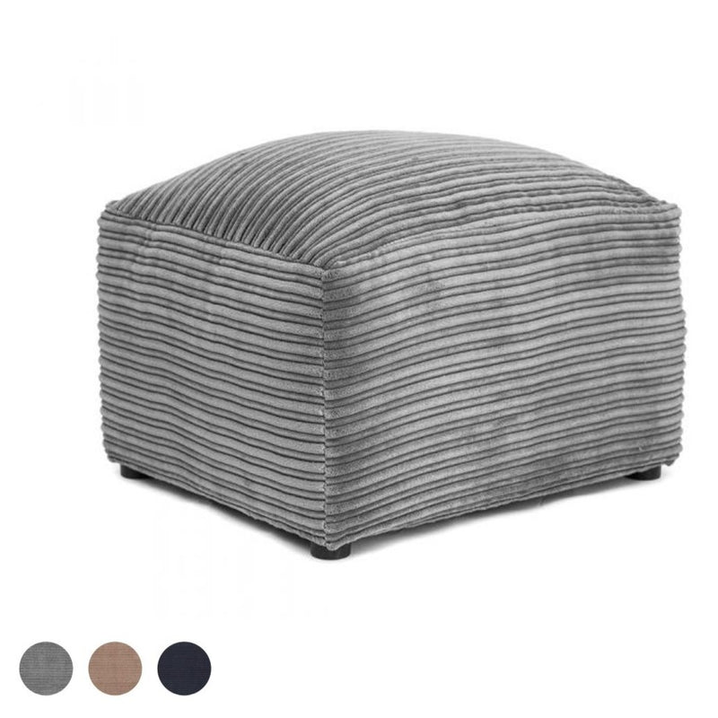 Porto Jumbo Cord Footstool - Grey