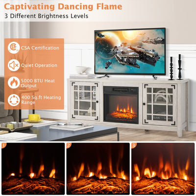 148cm Storage TV Console with Fireplace Insert-Natural