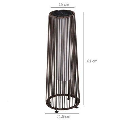 Patio Garden Solar Powered Lights Woven Resin Wicker Lantern Auto On/Off