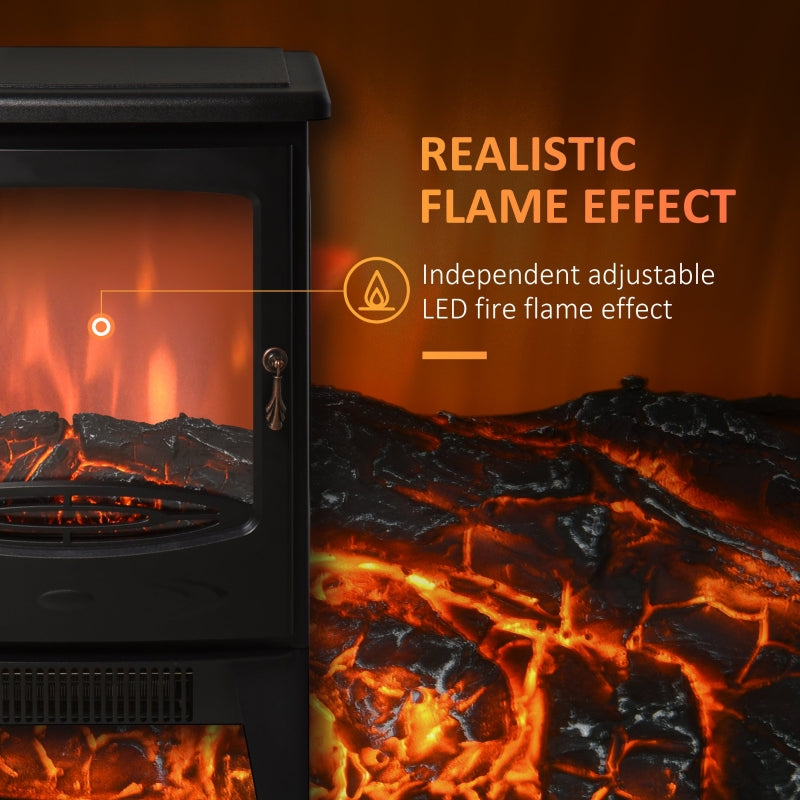 Tempered Glass Electric Fireplace Heater-Black