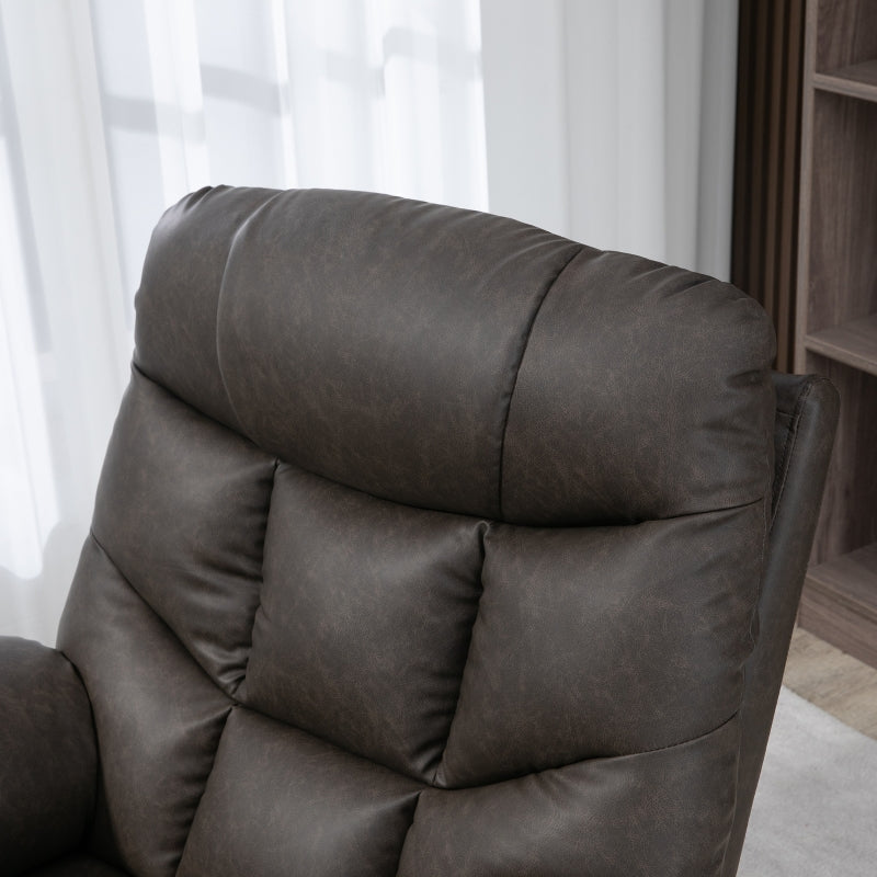 Faux Leather Reclining Armchair - Brown