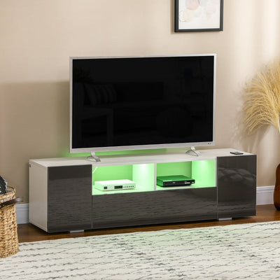 Modern TV Stand Unit For TVs Up To 60 With LED Lights, Grey