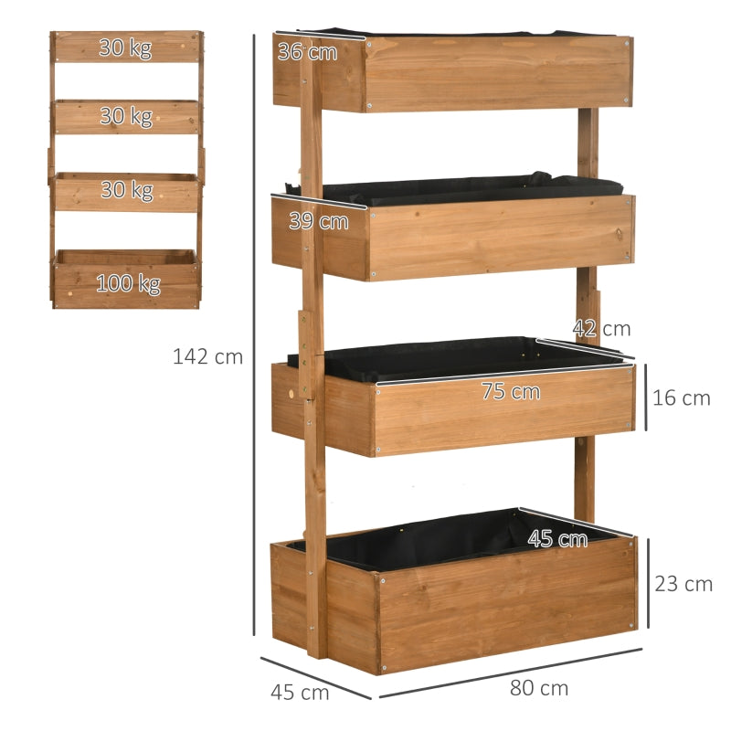 Raised Garden Bed, Fir Wood Vertical Planter Box