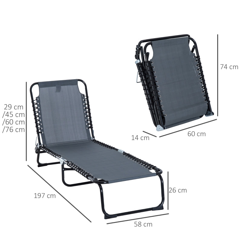 Folding Lounger Beach - Grey