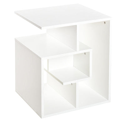 Side Table, 3 Tier End With Open Storage Shelves, White