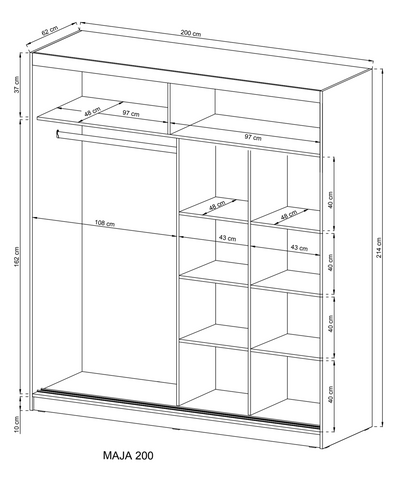 Wiki IX Sliding Door Wardrobe 200cm