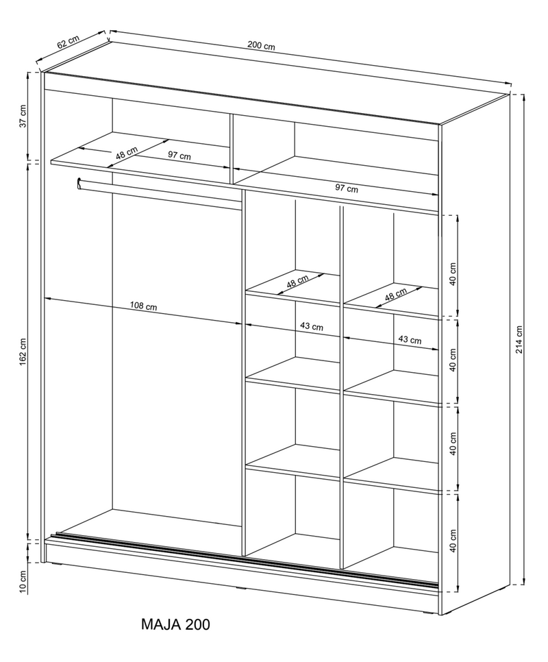 Wiki IX Sliding Door Wardrobe 200cm