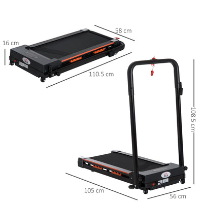 HOMCOM Electric Motorized Treadmill Walking Machine Foldable - 0.5hp | 1 to 6 km/h | Indoor Fitness Exercise Gym w / Remote Control