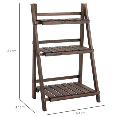 3-Tier Wooden Plant Shelf Foldable Pots Holder Stand