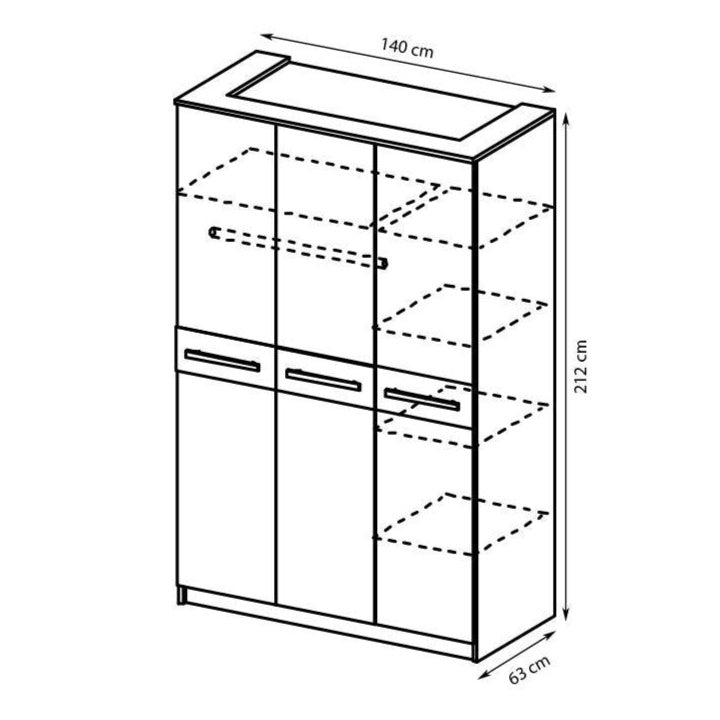 Cremona 3 Door Wardrobe 140cm