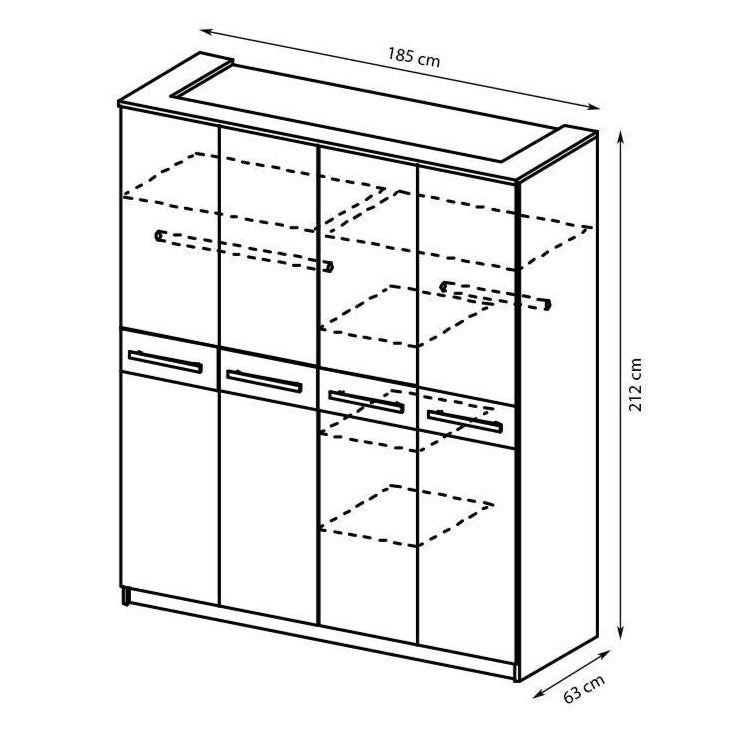 Cremona 4 Door Wardrobe 185cm