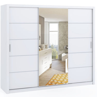 Bonito Sliding Door Wardrobe with Mirror - 250 White