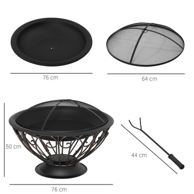 Outdoor Fire Pit For Garden, Bronze