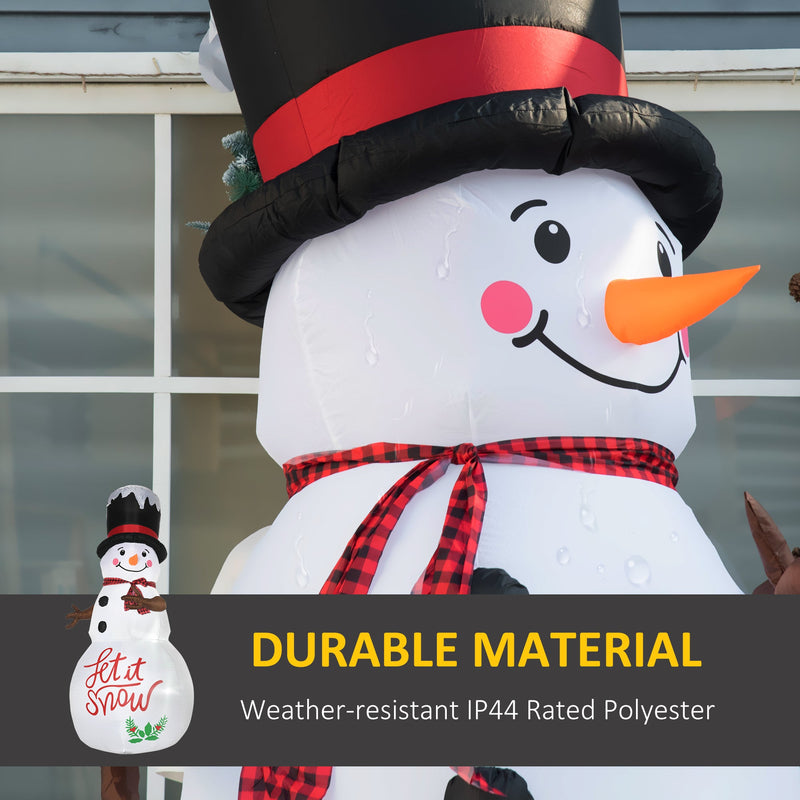 Outsunny 8ft Inflatable Christmas Snowman with Black Hat and Red Scotch Scarf, Blow-Up Outdoor LED Yard Display for Lawn Garden Party