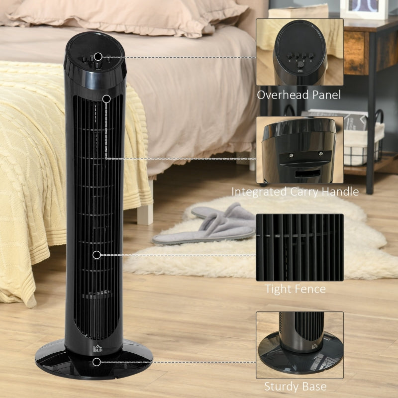 30 Oscillating Tower Fan 3 Speed Mode  - Black