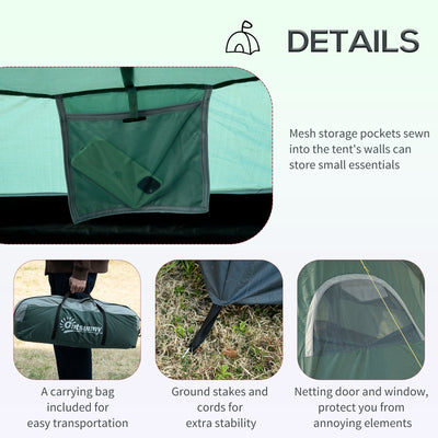 Outsunny 5-6 Man Dome Camping Tent Hiking Shelter UV Protection 3000mm Water Resistant Tunnel Tent - Dark Green