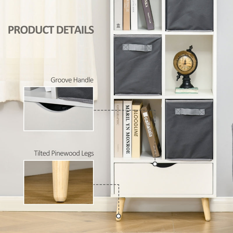 Six Shelf And Drawer Storage Unit - White/Grey