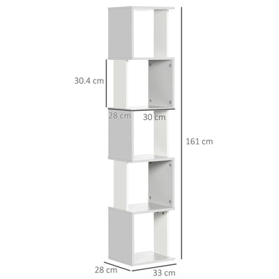 HOMCOM Modern 5-Tier Bookshelf, Freestanding Bookcase Storage Shelving for Living Room Home Office Study, Light Grey