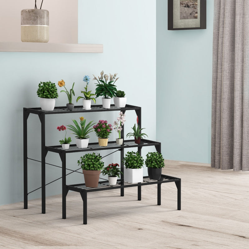 3 Tier Plant Stand with Heavy-Duty Steel Frame for Garden