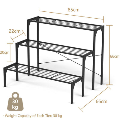 3 Tier Plant Stand with Heavy-Duty Steel Frame for Garden