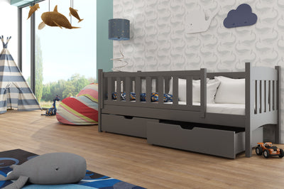 Wooden Single Bed Gucio with Storage