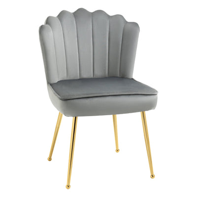 Velvet-Feel Shell Luxe Accent Chair, Grey