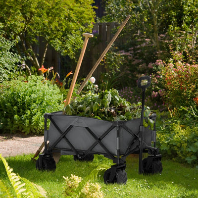 Outsunny Folding Metal Frame Garden Trolley - Grey