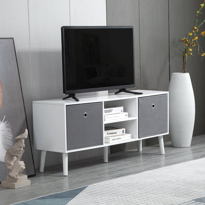 TV Unit With Storage For TVs Up 50'' - White Grey