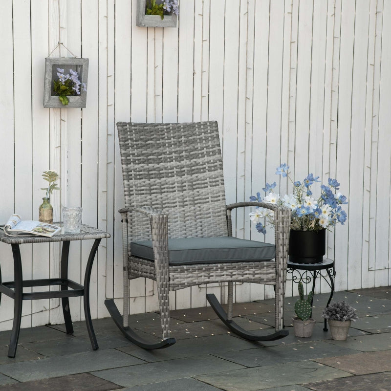 Rattan Rocking Chair- Light Grey