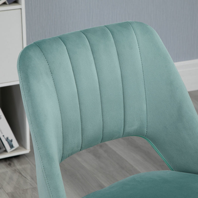 Silla de oficina Vinsetto con respaldo medio, tela de terciopelo, giratoria, forma festoneada, silla de escritorio para computadora para el hogar, estudio, dormitorio, color verde