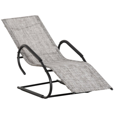 Outdoor Lounger With Headrest- Grey