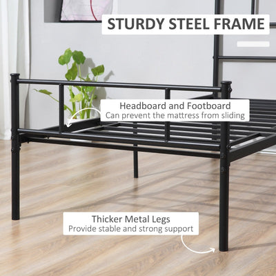 Single Metal Bed Frame Solid Bedstead Base